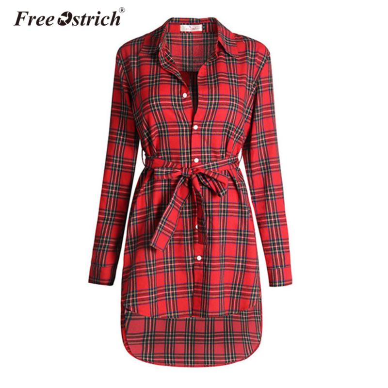 

Free Ostrich Dress Women Vintage Long Sleeve Office Dresses Button Sexy Irregular Plaid Shirt Dresses Women Clothes A0535, Green