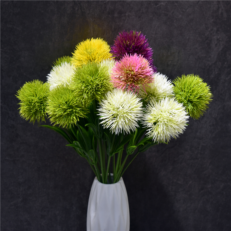 

15pcs artificial flower dandelion fake plants green dandelion farmhouse decor in vase wedding flowers boutonniere length 25cm, Yellow 15pcs