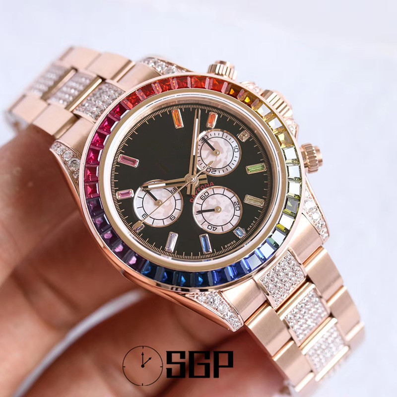 

SGP factory rose gold luxury table 116595 rainbow division 7750 automatic mechanical watch, case, watchband using 316L refined steel designe, Dhl