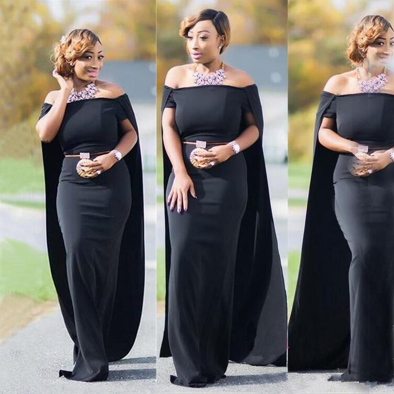 Sexy Plus Size Bridesmaid Dresses Off Shoulder Mermaid Prom Dress Black Floor Length Long Party Evening Gowns