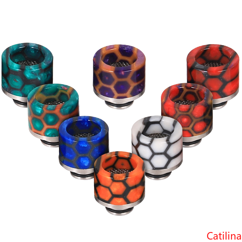 

Epoxy Resin SS Drip Tip 810 510 Thread Snake Skin Cobra Wide Bore Mouthpiece Anti-Oil Spit Spill Design Vape Drip Tips Tank DHL