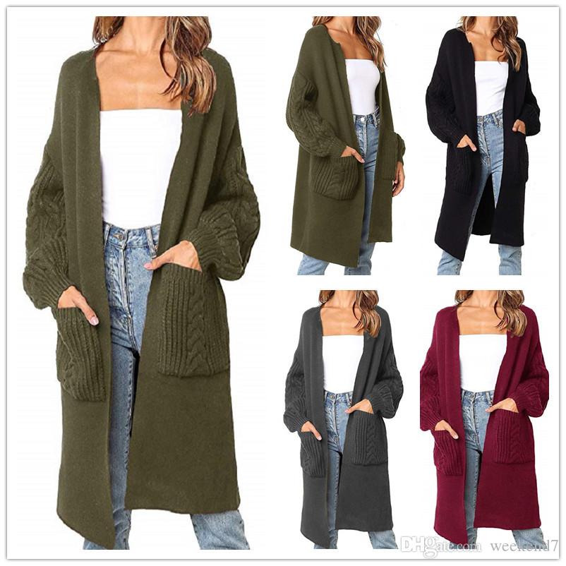 

4 Colour -XXL Long Cardigans Solid Coats Pocket Hooded Sweater Women Long Sleeve Cable Knit Jumper, Apricot