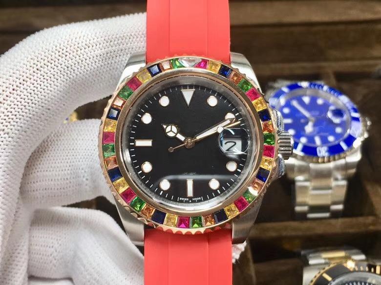 

2018 7 model luxury men's brand watch 40mm rainbow circle automatic winding mechanical men's stainless steel watch sports 3A quali