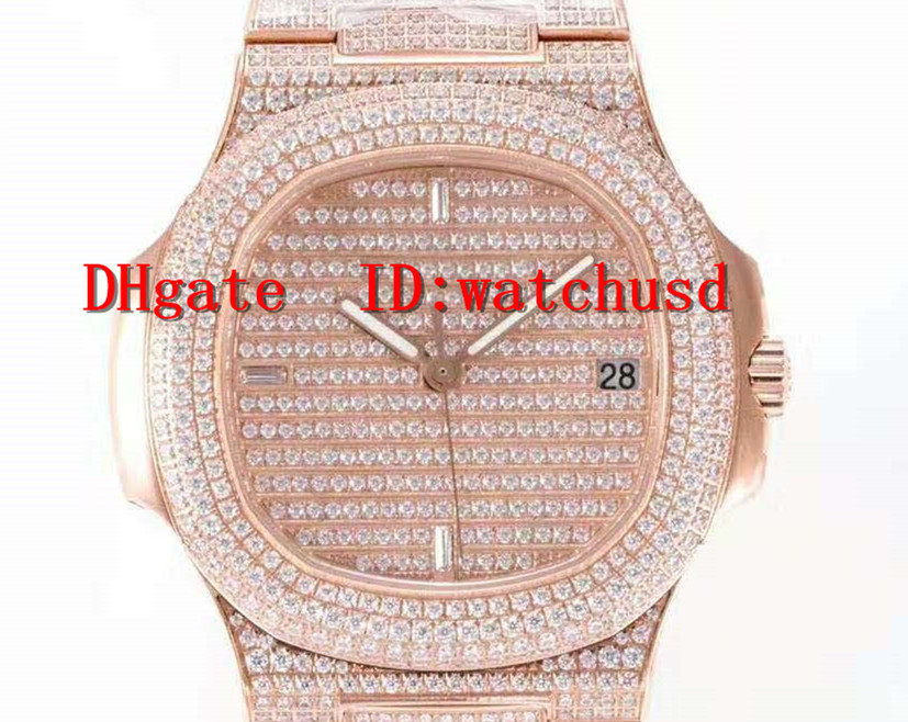 

Hot Sale 40mm 18k Rose Gold Designer Watches Full Diamond Luxury Watch Sapphire Crystal Waterproof Mens Watches Cal.324 Automatic Mechanical