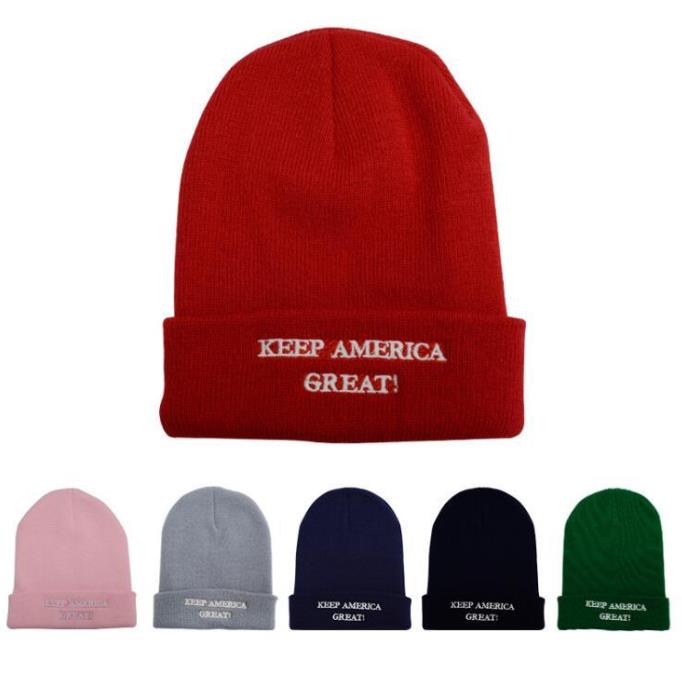 

Donald Trump 2020 Knit Hat Keep America Great Embroidered Skull Beanie Cap Winter Warm Letter Print Hat Outdoor Unisex Winter Ski Cap C1519, Mixed colors;random delivery