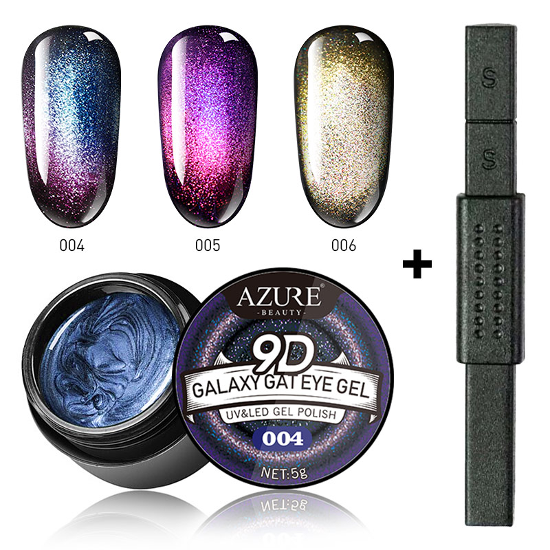 

Beauty 4Pcs/Lot Galaxy Star Cat Eye Gel Polish Long Lasting Varnish Soak Off UV/LED With Black Base Nail Art Brush Sets