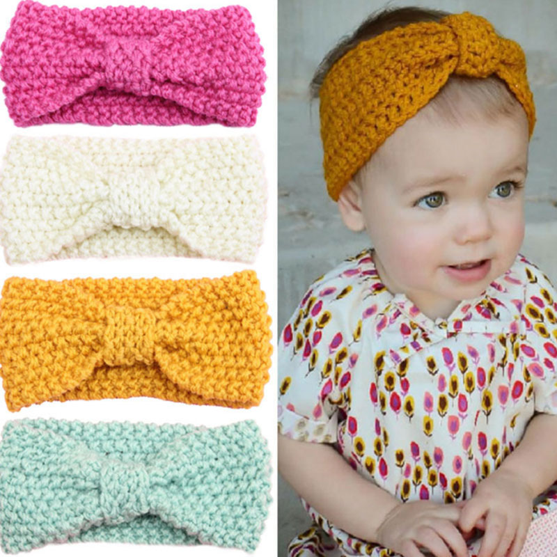 

Baby Girls Head wrap Hair Bands Headbands Accessories Knit Crochet Top Knot Elastic Turban Free Shipping, Mixed color