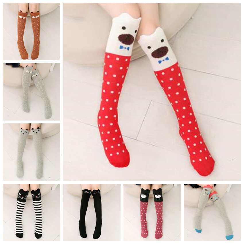 

Girls Knee High Socks Fox Cartoon Animal Stockings Princess Cotton Long Socks Kids Fashion Sports Leggings Leg Warmer Tights Socks D7141