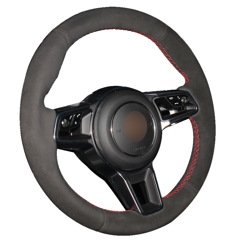 Couvre volant de voiture en daim noir pour Porsche Macan Cayenne 2015 2016