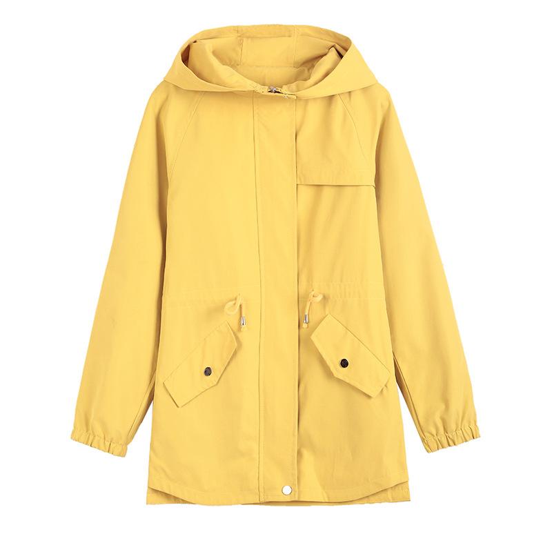 

Spring Autumn Women's Trench Coat New Fashion Solid Hooded Overcoat Korean Wild Casual Short Windbreaker Female Basic Coats J72, Black