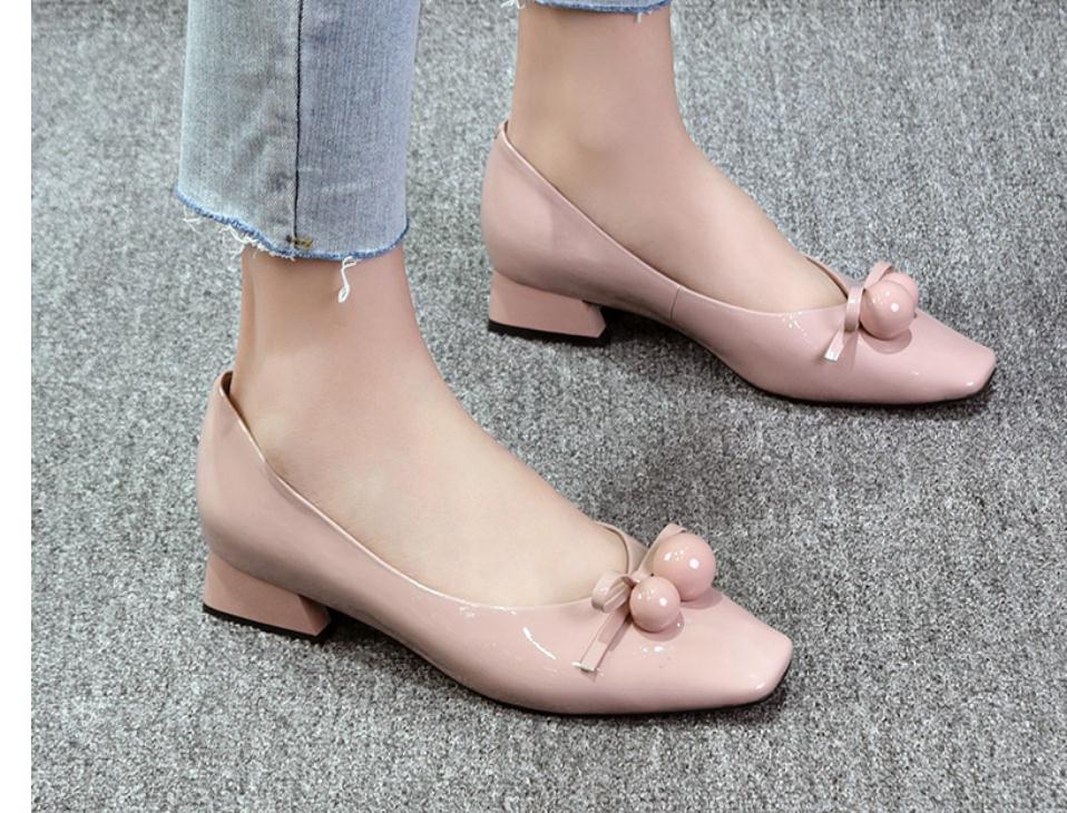 

2020 Spring and Autumn with New style fashion Low heel Square head bowknot Women's shoes @MQWBH707, Black