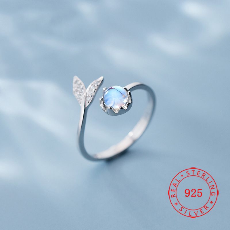 

Mix Design Mermaid Ring 925 Sterling Silver Blue Glass Ocean Stone Tear Fish Tail Rings for Women Open Resizable Jewelry China Wholesale Anniversary Present