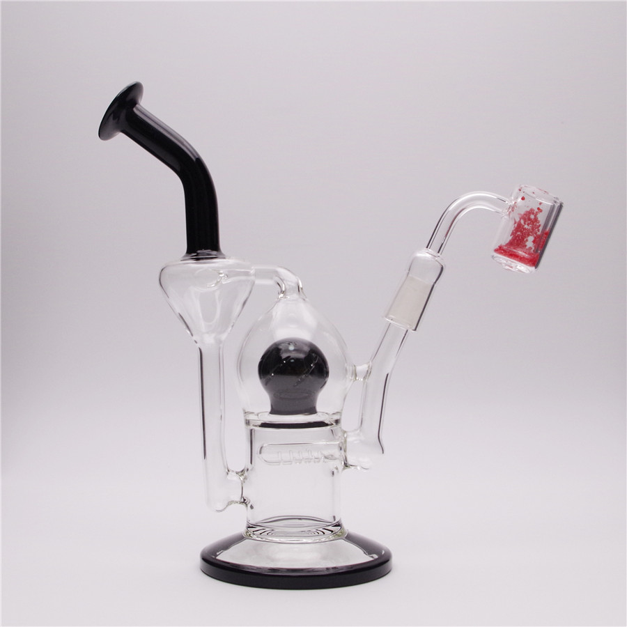 

8.7Inch Hookah Glass Bongs with Black Ball Perc Dabrig Not Include Quartz Banger