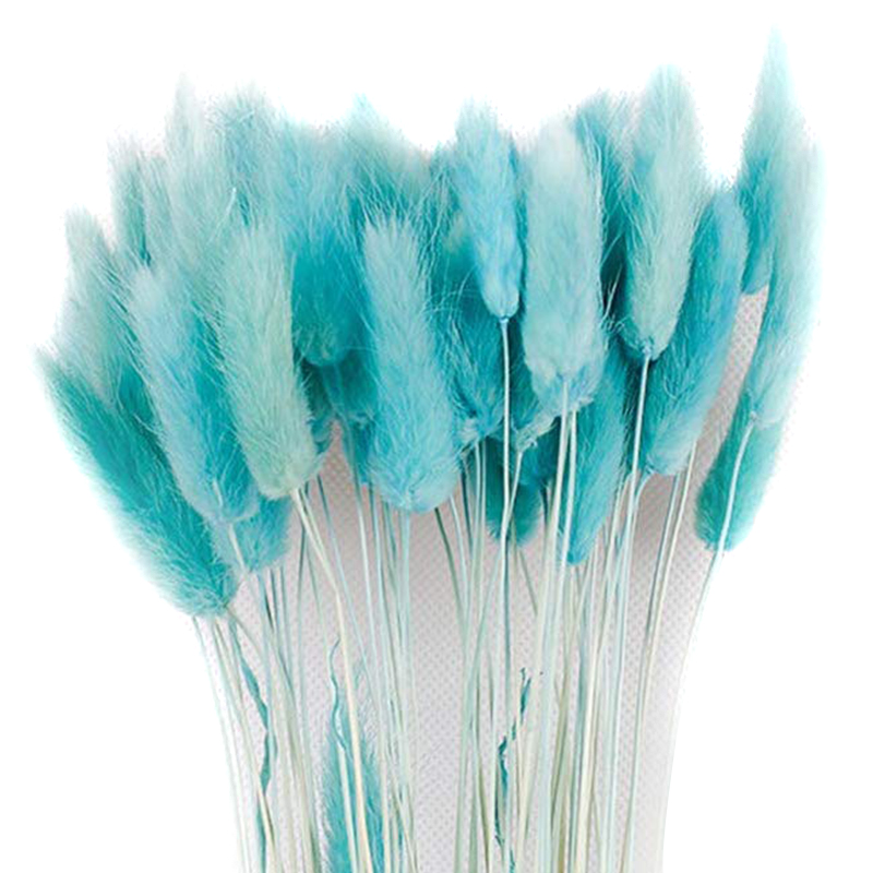 

New Hot Dried Flower Bouquet Artificial Lagurus Ovatus Decoration for Home Hotel Wedding USJ99, Sky blue