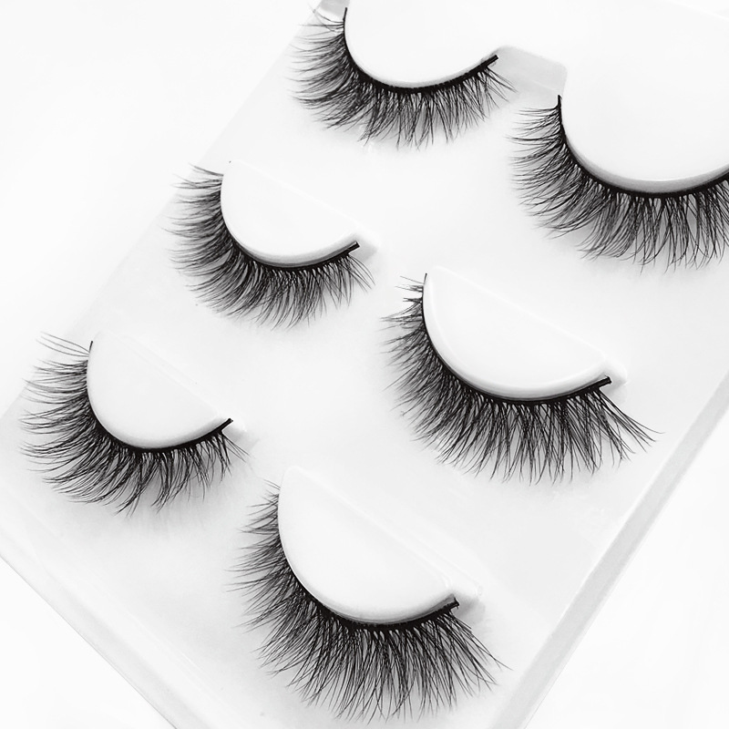 

3 pairs Mink Eyelashes Invisible Band Lashes Natural 3D Mink False Eyelash Full Strip Transparent band lashes false