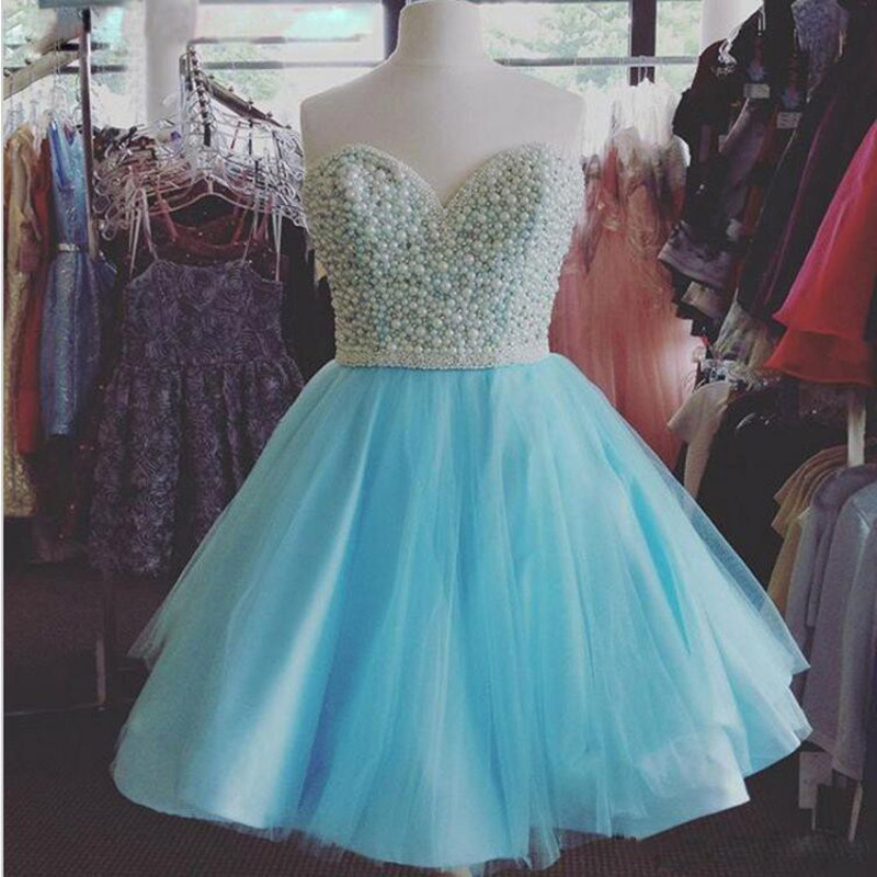 

Elegant 2017 Homecoming Dresses A-line Sweetheart Short Mini Pink Tulle Pearls Beaded Cocktail Dresses Tailor-made, Purple