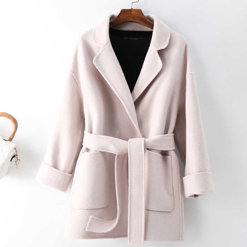 

Spring Autumn Wool Coat Women Plaid Woolen Coats Double-side Cashmere Coats Korean Elegant Ladies Clothes 2020 Casaco Feminino, Black