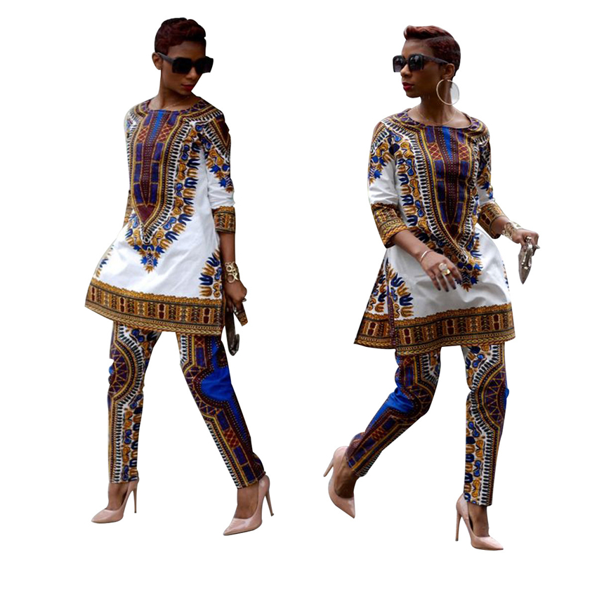 

2019 New African Women Clothes Dashiki Rich Bazin Print Casual Traditional African Dresses for Woman Africa Clothing Pant Set
