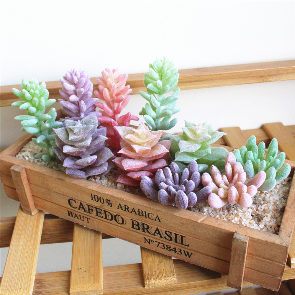 

Green Pink Purple Flocking Artificial Succulents Plants Home Garden Decoration Fake Plants Desktop Bonsai, Mini bei hua xin