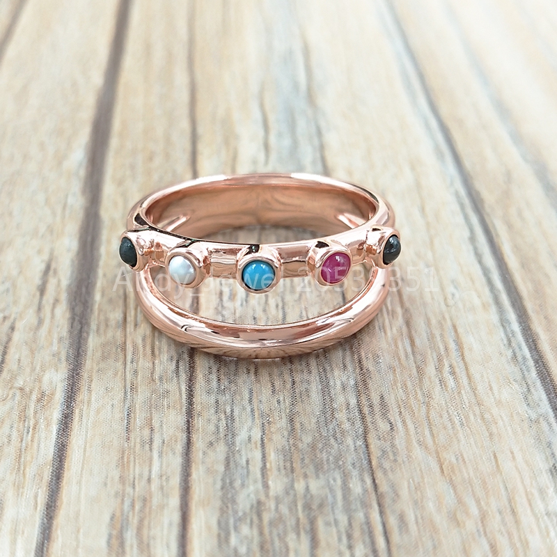 

baar Jewelry 925 Sterling Silver rings Rose Vermeil Silver Super Power Ring With Gemstones Fits European Jewelry Style Gift c812405540