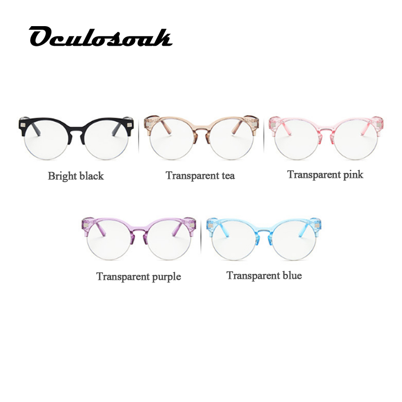 

Sunglasses Fashion Round Frame Children's Glasses Personality Half-frame Anti-blue Light Baby Boys And Girls Flat Mirror