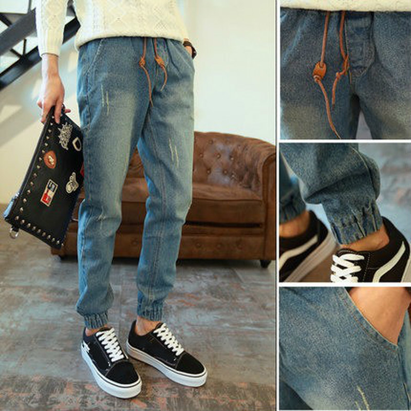 

2020 Spring Summer New Style Foot Pants Beam Leg Jeans Men Loose-Fit Harem Skinny Pants Fashion, Blue