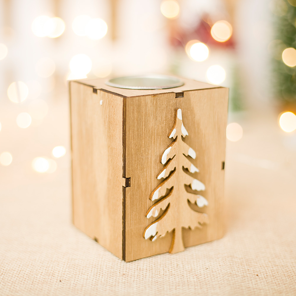 

Party Romantic Tree Wooden Gift Box Christmas Candlestick Mini Wedding Candle Holder Festival Supplies Home Decor Letters Square