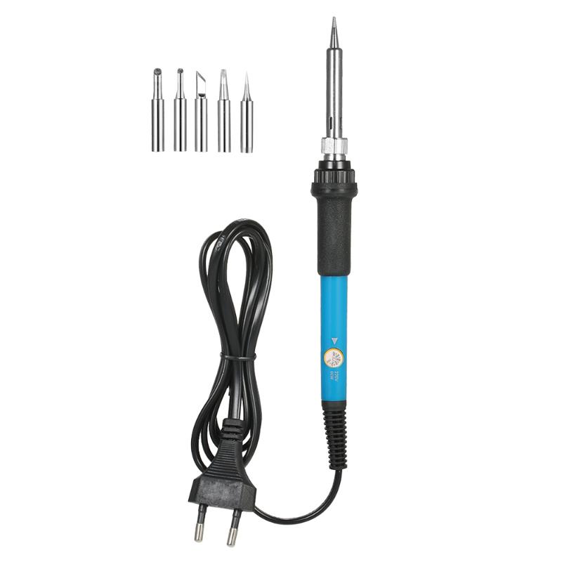 

60W Electric Adjustable Temperature Welding Soldering Iron + 5 Replacement Soldering Tips Set