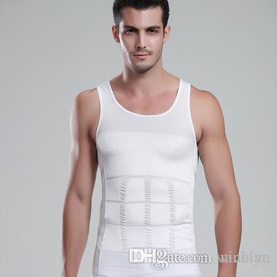 

Men' Slimming Body Shaper Belly Fatty Underwear Vest Shirt Corset Compression Bodybuilding Underwear, White;black