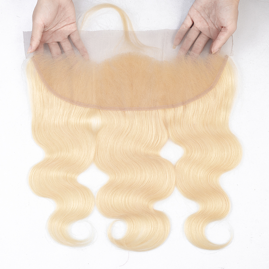 

Blonde Hair Color 613 Brazilian Body Wave Straight Lace Frontal Closure 13x4 Remy Human Hair Extensions Free Shipping