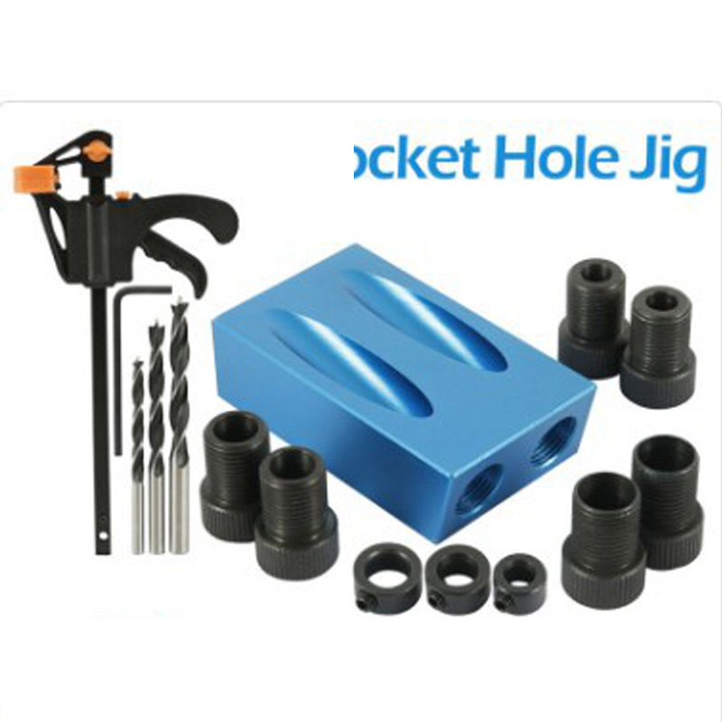 

Pocket hole jig kit 6/8 / 10mm woodworking angle drill guide set hole puncher locator jig drill bit set for diy carpentry tools