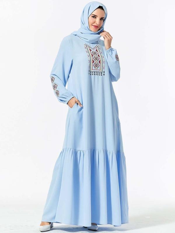 

Muslim Abaya Dress For Women Islamic Dresses Dubai Arabic Woman Embroidery Muslim Long Dress (Excluding Headscarf)