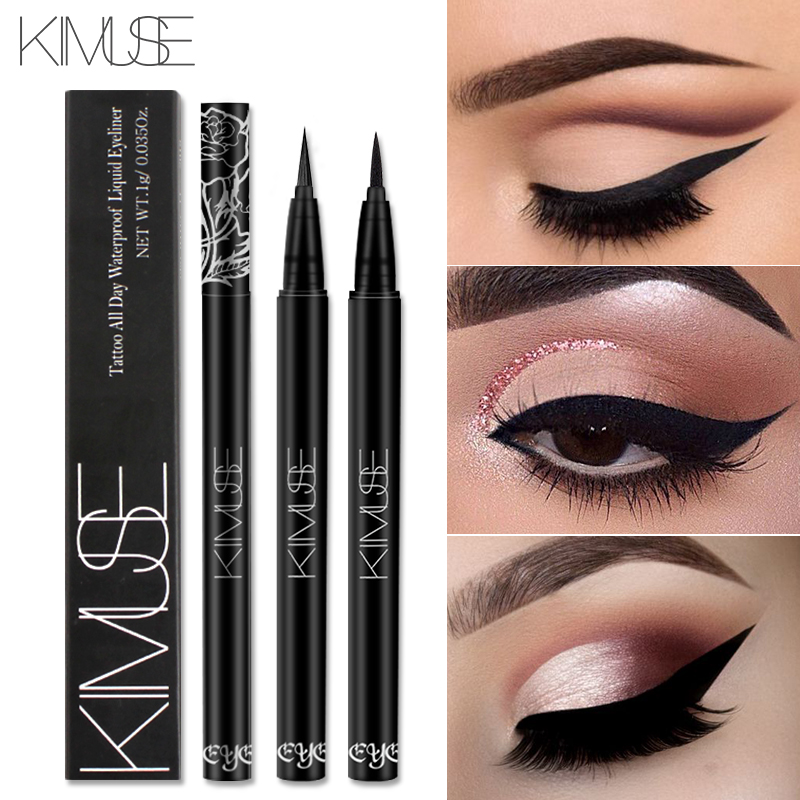 

black eyeliner pencil waterproof long lasting quick dry soft head super slim smooth liquid eyeliner tattoo pen KS606, 01