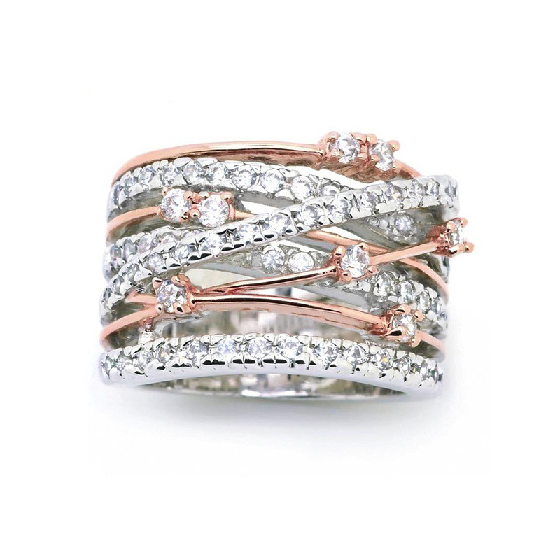 

Fashion Brand Women Ring Rose Gold Color Finger Engagement Rings for Women Wedding Rings anillos Body Jewelry Size 6 7 8 9 10