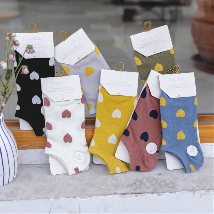 

Spring and summer new socks female cotton Morandi color love female boat socks Japan and South Korea low, 003