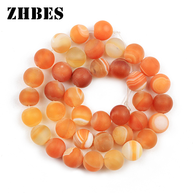 

Frosted Orange Weathered Stripe Banded Agates Natural Stone 6/8/10MM Yellow Spacers Loose Beads For Jewelry Making DIY Findings