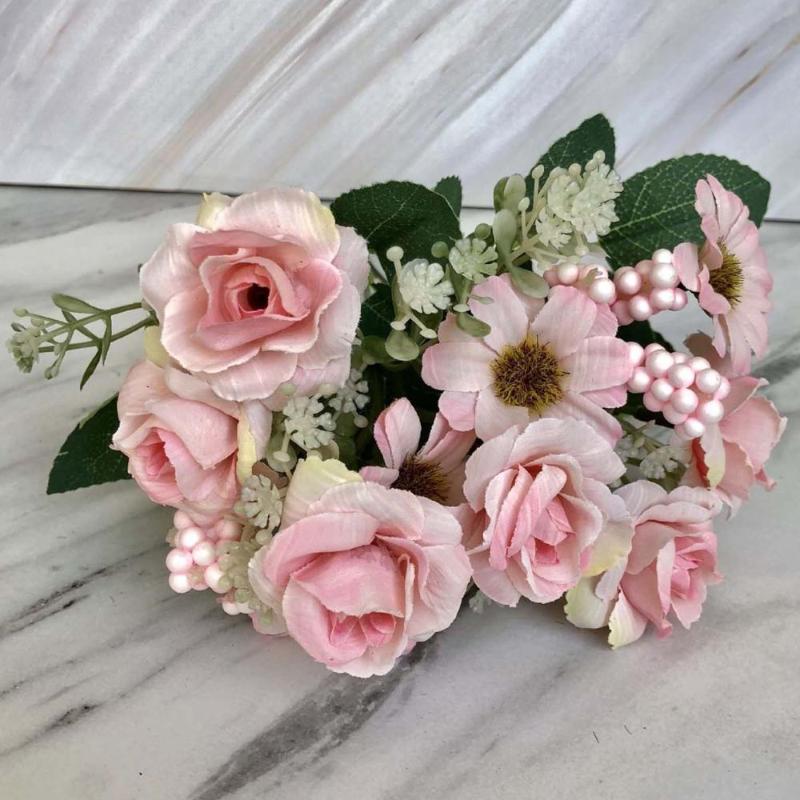 

30cm Length Artificial Rose Peony Flowers Gift Silk Fake Flower Bouquet for Home Office Decoration Wedding Party Decor 52837, 2jh-52223-1