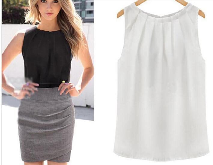 

XXXL Tank Tops Women Loose Casual Chiffon Solid Sleeveless Vest All-match Sexy Basic O-neck Tops For Women Female Clothing, Black