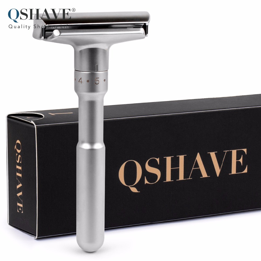 

Adjustable Safety Razor Double Edge Classic Mens Shaving Mild to Aggressive 1-6 Files Shaver Hair Removal with 5 Blades