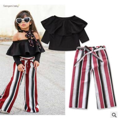 2Pcs Toddler Girl Dress Set Summer Ruffle Pleated Tube Crop Top Floral Wide Leg Pants