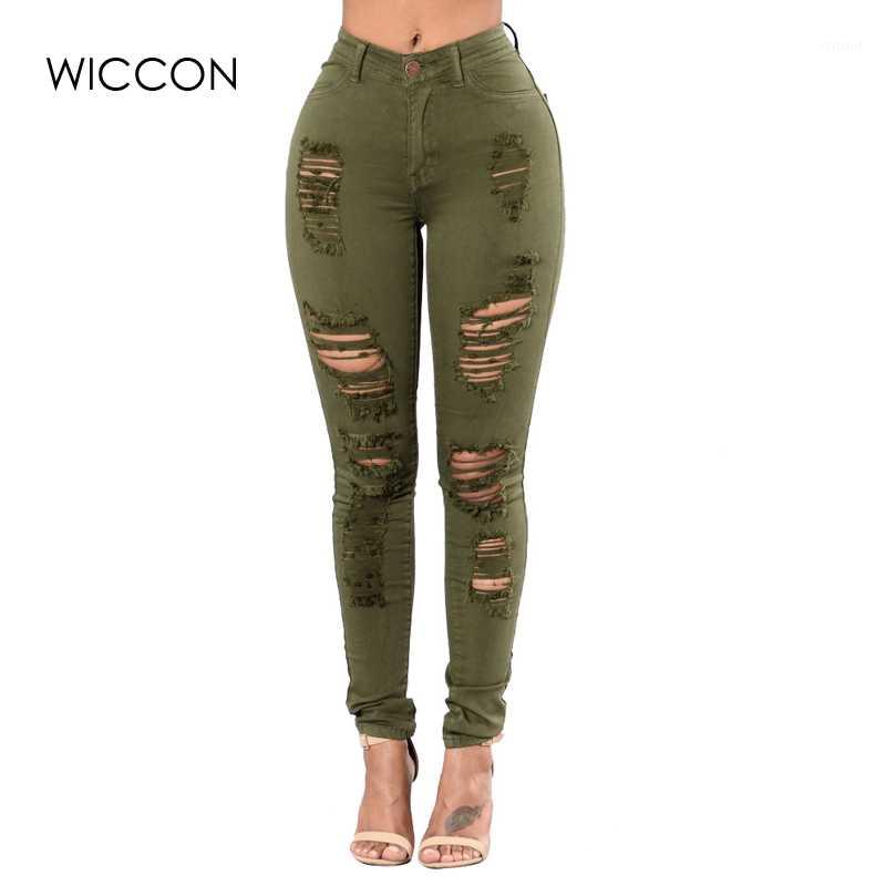 WICCON 2018 New Fashion Plus Size 3XL Ripped Jeans Women Skinny Hole Ripped Denim Pants Female Fasion Casual High Waist Jeans1