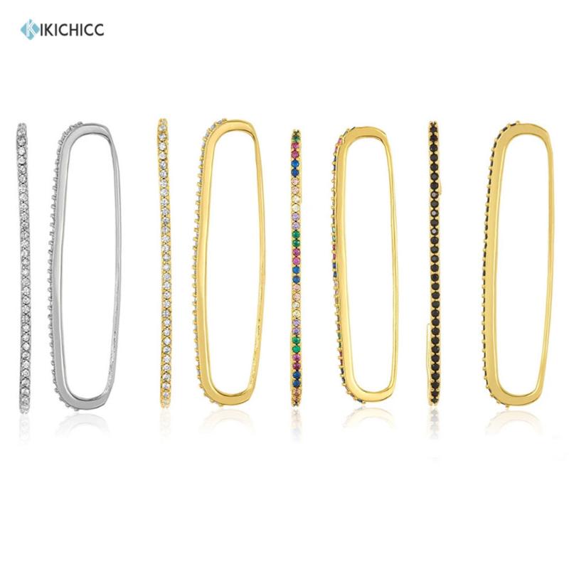 

Kikichicc 925 Sterling Silver Multi Color Cuff Bar Ear Cuffs Earrings Rainbow Crystal Jewelry 2020 Best Gift For Women Statement
