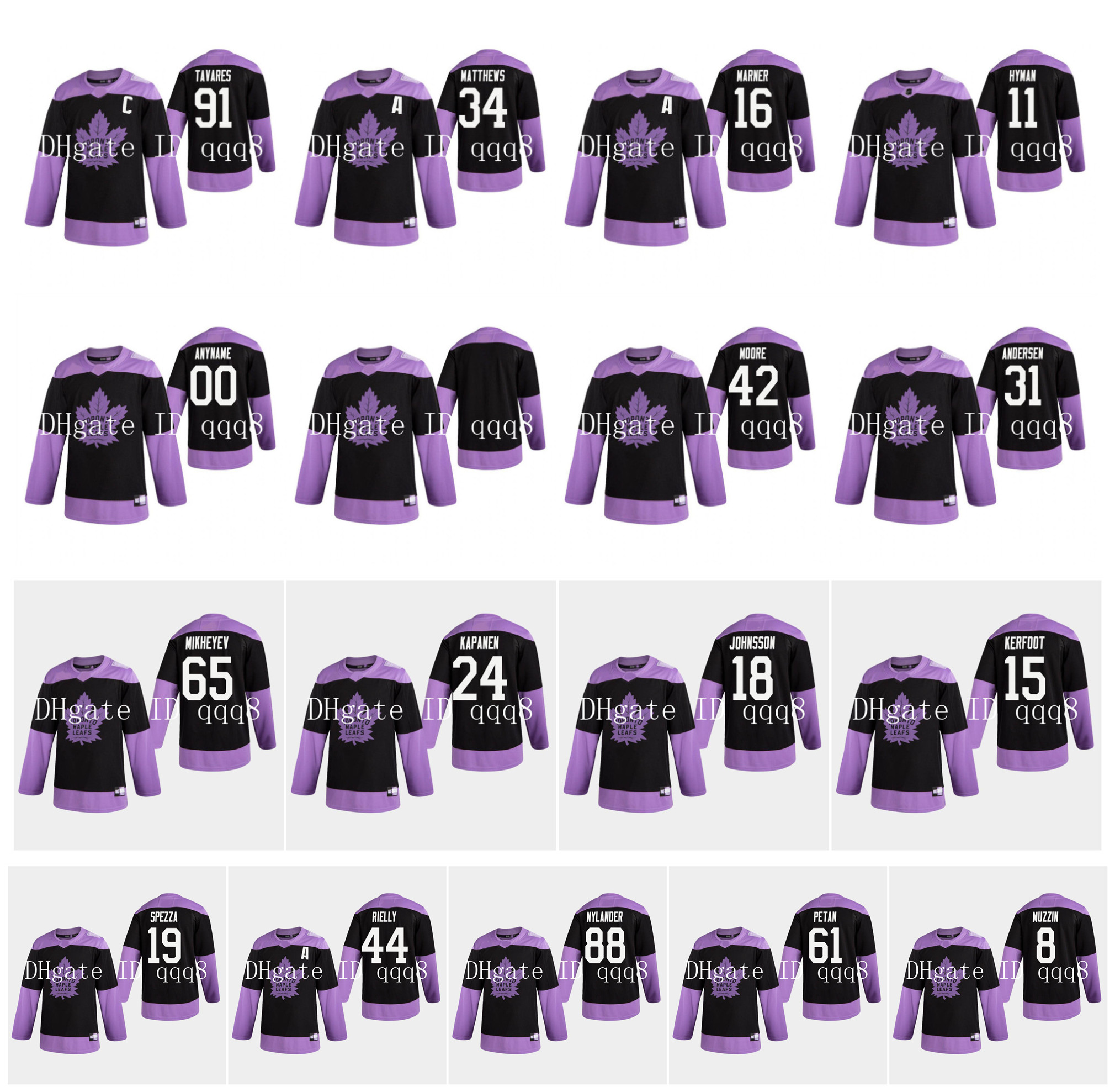 

Toronto Maple Leafs Jersey Fights Cancer Practice 91 John Tavares 34 Auston Matthews 16 Mitch Marner 19 Jason Spezza Rielly Kapanen Hockey, As pic