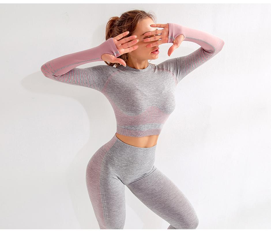 

Yoga Top Long Sleeve Seamless Fitness Crop Top with Thumb Holes Workout Shirts for Women Gym Sport Wear Long Sleeve Shirts, Orange