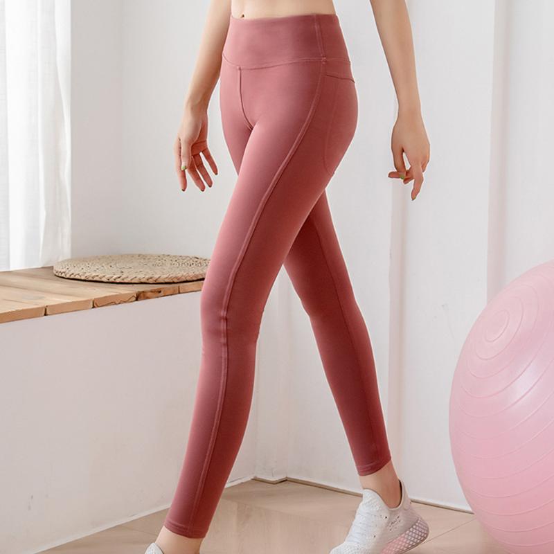 

Women Pure Color High Waist Hip Lifting Leggings Fitness Yoga Pants Seamless Elastic Exercise Fitness Running Yoga Pant#20, Red