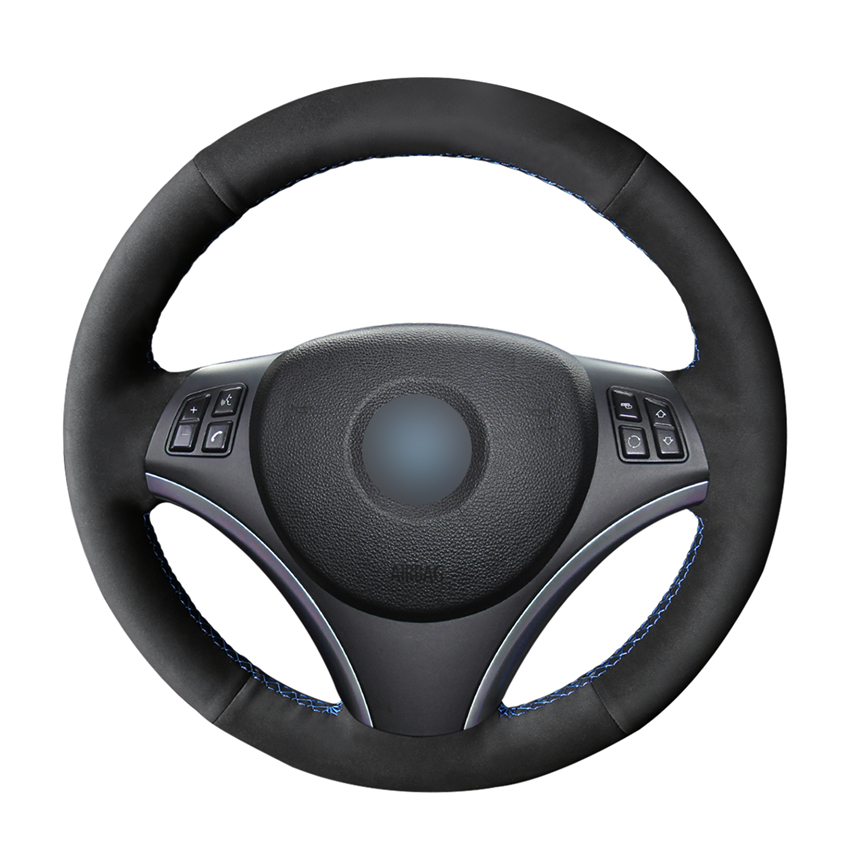 Couvre-volant en daim noir cousu à la main avec bricolage pour E90 325i 330i 335i E87 120i 130i 120d