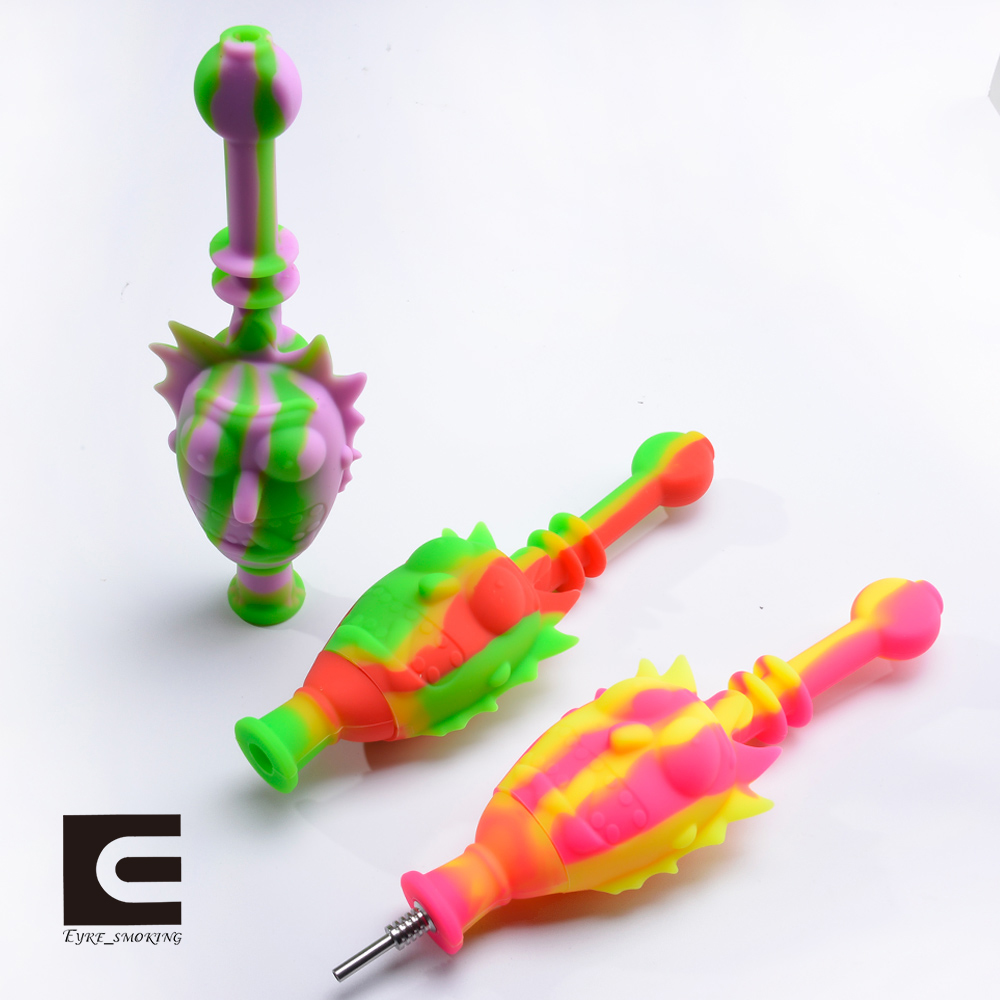 

Silicone Nectar Collect Kit Cartoon 10mm Smoke Accessories with stainless steel tip Unbreakable Silicone Dab Oil Rig Smoking Pipe Silicone NC Kits