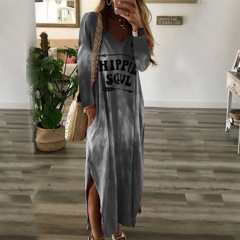 

2020 New Summer Women Cotton O-Neck Long Sleeve Dress Female Fashion Casual High Quality Printing Stitching Vestidos QX203, Purple