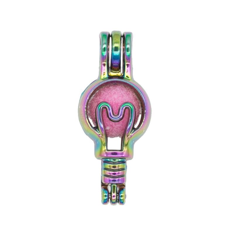 

Pendant Necklaces REYOW 5pcs Rainbow Color Light Bulb Pearl Bead Cages Locket Perfume Essential Oil Diffuser Craft Jewelry Making DIY