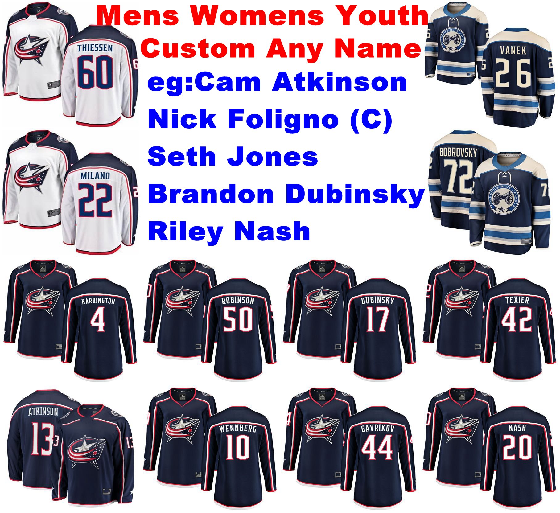 

Columbus Blue Jackets Jerseys Alexandre Texier Jersey Wennberg Vladislav Gavrikov Scott Harrington Dean Kukan Hockey Jerseys Custom Stitched, Womens white away
